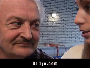 fuckfest grandpa Gustavo plowing teenage labia In porn audition